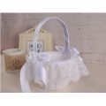 White Satin Lace Pure White Flower Girl Basket Wedding Ceremony Distributors for Wedding Supplies